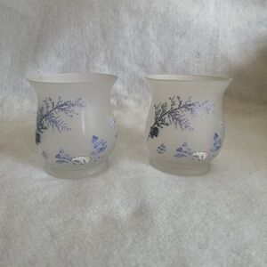 Pfaltzgraff Winter Frost Mini Frosted Hurricane Candle Holder Set of 2